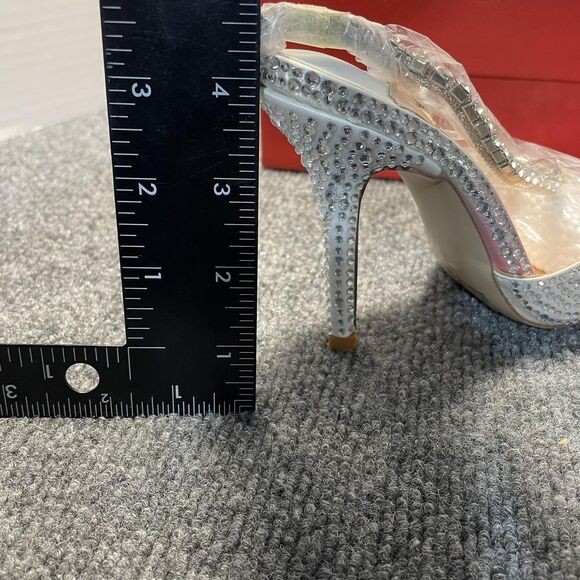 Cokvkuu Shoes Womens Pink Silver Rhinestone Slingback Pointed Toe Stiletto Heels - Picture 7 of 9